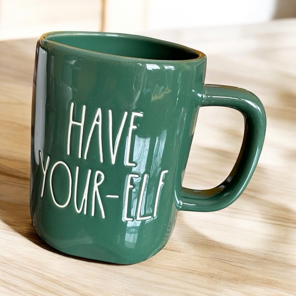 Rae Dunn GreenCeramic 16 ounce Coffee Mug HAVE YOUR-ELF/A MERRY LITTLE CHRISTMAS